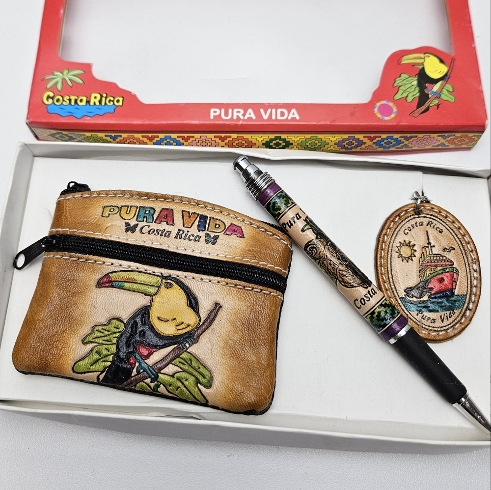 Costa Rica Gift Set Leather Gifts Hand Made Coin Purse